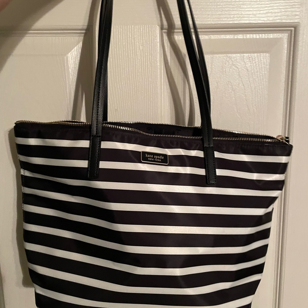 COPY - Kate Spade Black & White Hayden nylon sailing stripe tote/purse. Like new